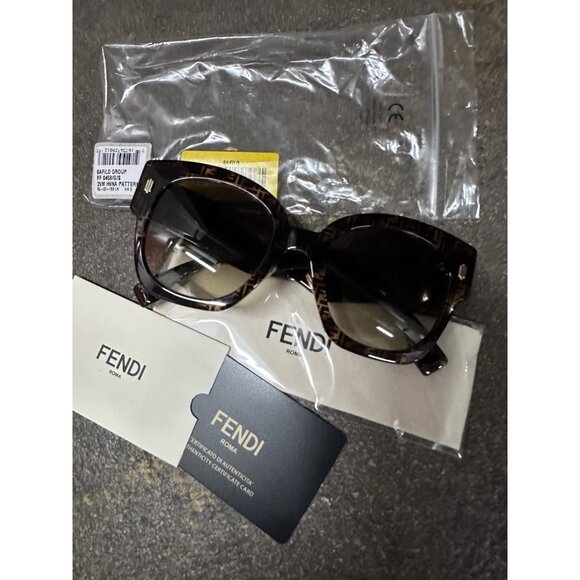 Fendi Acetate Sunglasses Havana Pattern Brown Logo Oversized - Picture 5 of 9
